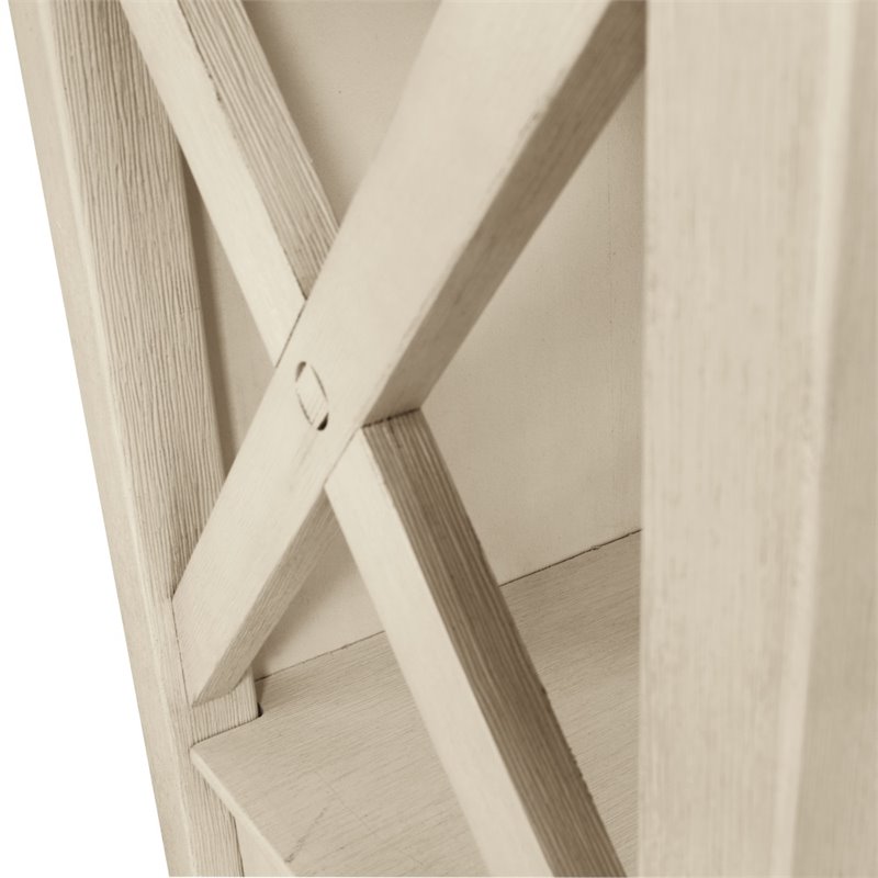 Bowery Hill Contemporary 3-Shelf Engineered Wood Bookcase in Antique White