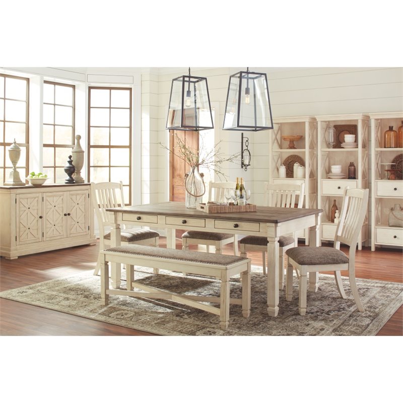 Bowery Hill Contemporary 3-Shelf Engineered Wood Bookcase in Antique White