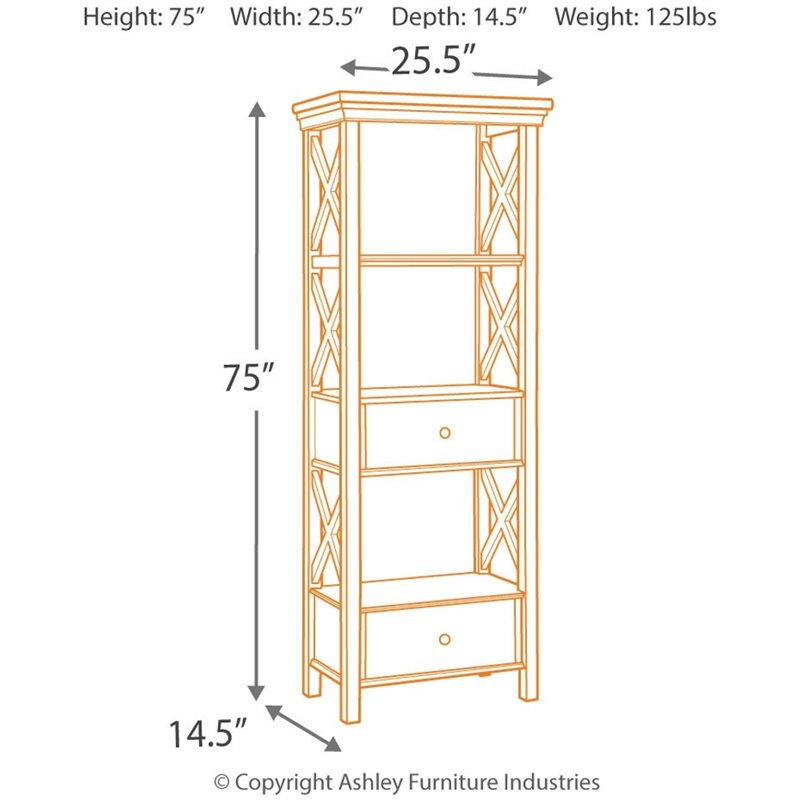 Bowery Hill Contemporary 3-Shelf Engineered Wood Bookcase in Antique White