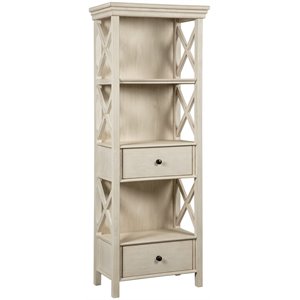 Bowery Hill Contemporary 3-Shelf Engineered Wood Bookcase in Antique White