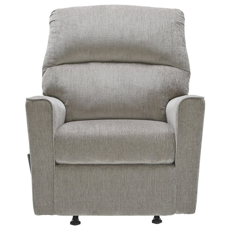 Bowery Hill Contemporary Fabric Rocker Recliner in Gray with Attached Cushions