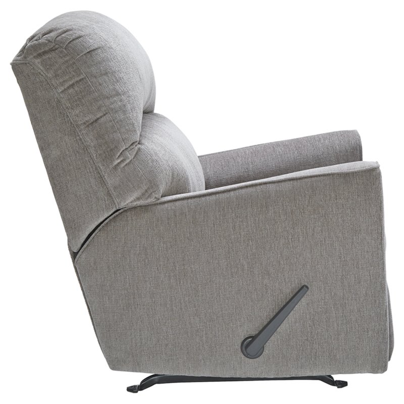 Bowery Hill Contemporary Fabric Rocker Recliner in Gray with Attached Cushions