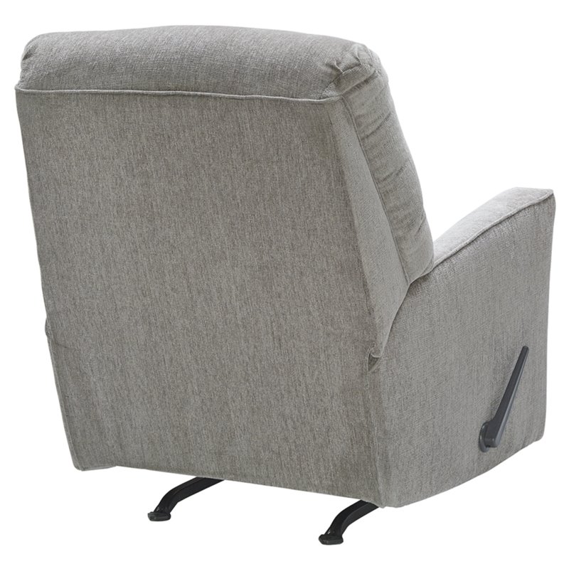 Bowery Hill Contemporary Fabric Rocker Recliner in Gray with Attached Cushions
