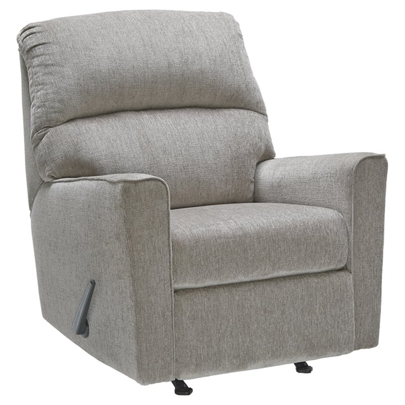 Bowery Hill Contemporary Fabric Rocker Recliner in Gray with Attached Cushions