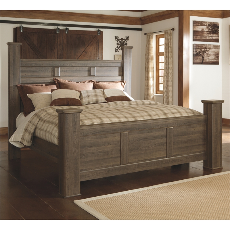 Bowery Hill Wood Transitional California King Bed in Dark Brown