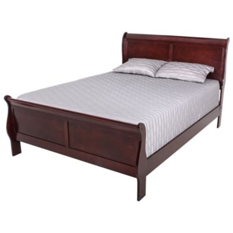 Bowery Hill Wood Warm Dark Brown Sleigh Queen Bed 62.5