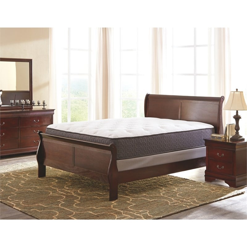 Bowery Hill Wood Warm Dark Brown Sleigh Queen Bed 62.5