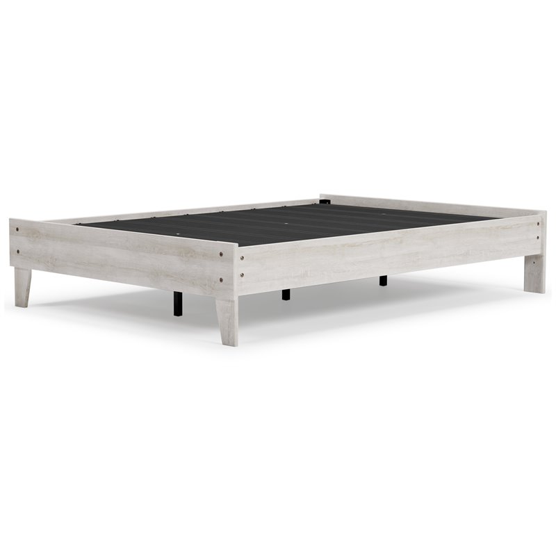 Bowery Hill Contemporary Engineered Wood Full Platform Bed in Whitewash