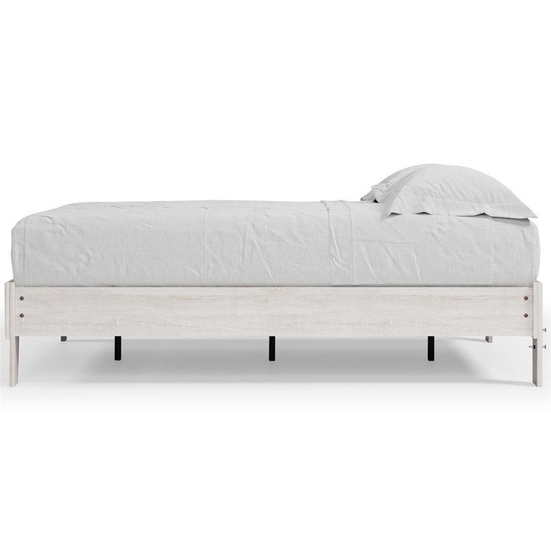 Bowery Hill Contemporary Engineered Wood Full Platform Bed in Whitewash