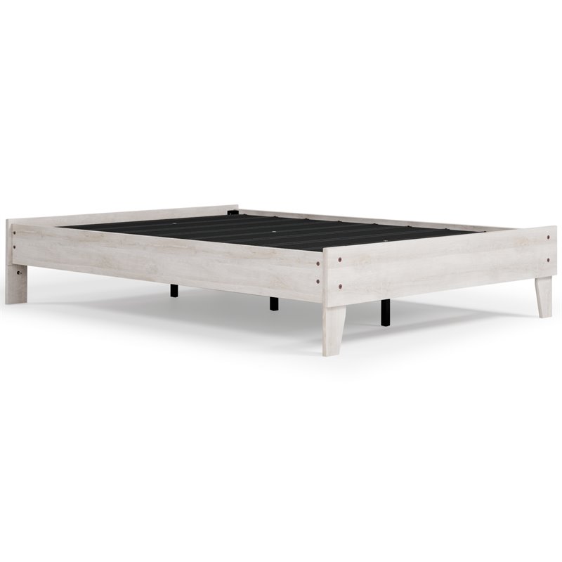 Bowery Hill Contemporary Engineered Wood Full Platform Bed in Whitewash
