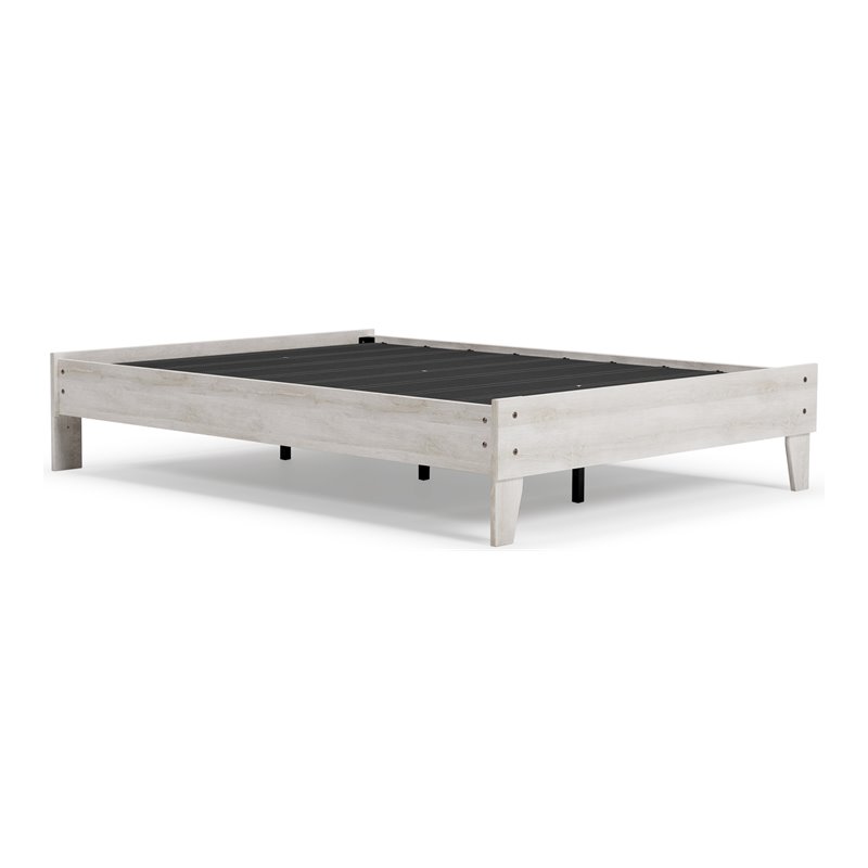 Bowery Hill Contemporary Engineered Wood Full Platform Bed in Whitewash