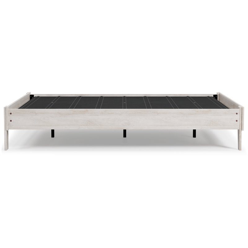 Bowery Hill Contemporary Engineered Wood Queen Platform Bed in Whitewash