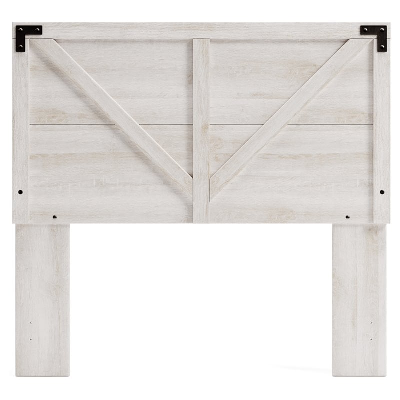 Bowery Hill Contemporary Wood Full Crossbuck Panel Headboard in Whitewash