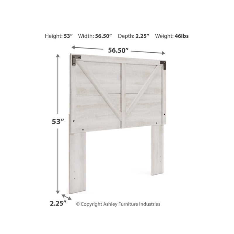 Bowery Hill Contemporary Wood Full Crossbuck Panel Headboard in Whitewash