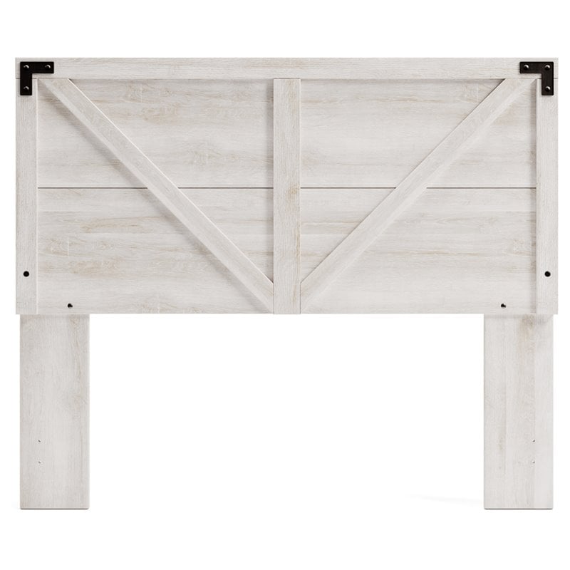Bowery Hill Contemporary Wood Queen Crossbuck Panel Headboard in Whitewash