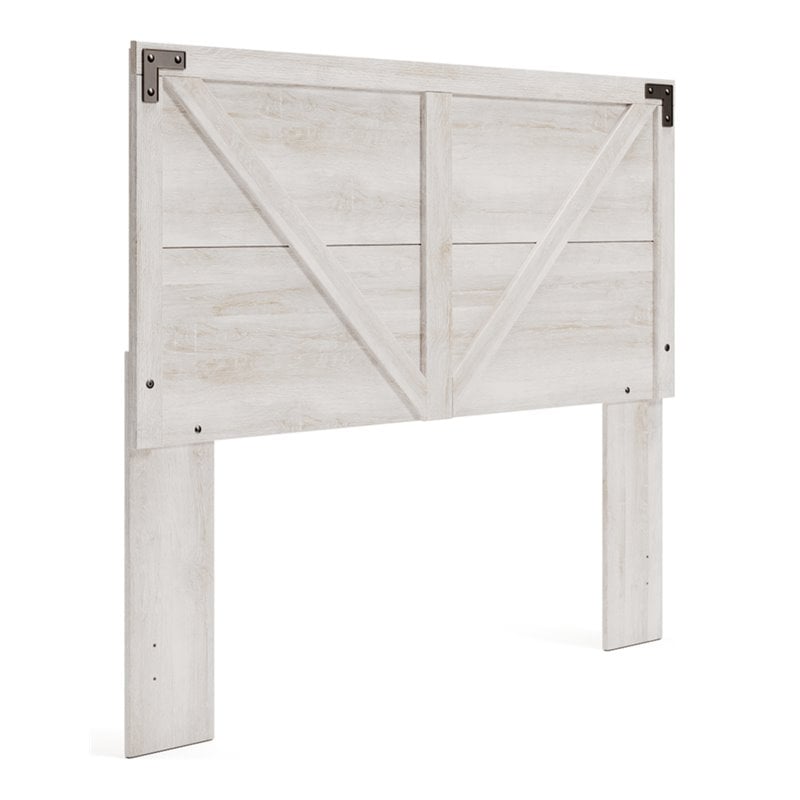 Bowery Hill Contemporary Wood Queen Crossbuck Panel Headboard in Whitewash