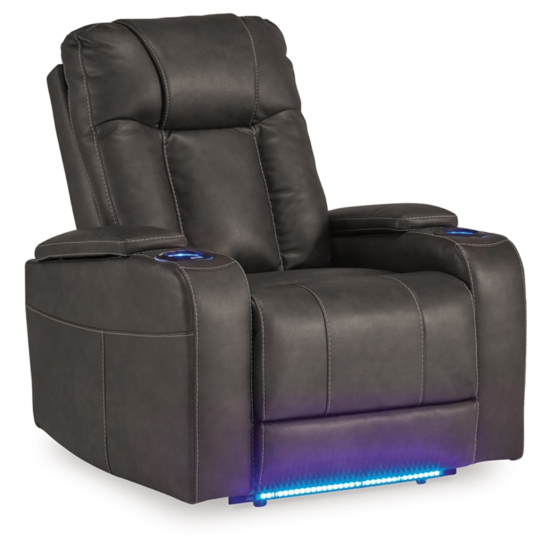 Bowery Hill Faux Leather Contemporary Gray Finish Power Recliner