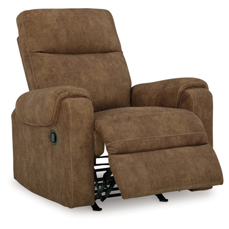 Bowery Hill Faux Leather Contemporary Pull-tab Reclining Motion Brown Recliner