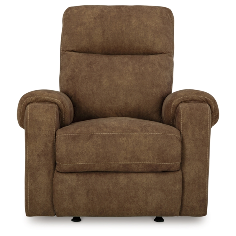 Bowery Hill Faux Leather Contemporary Pull-tab Reclining Motion Brown Recliner