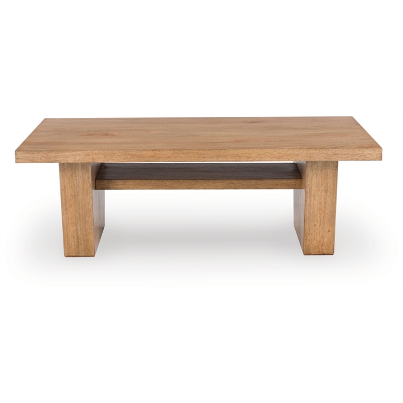 Bowery Hill Wood Traditional Light Brown Finish Coffee Table