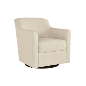 Bowery Hill Coastal Polyester Beige Finish Swivel Accent Chair