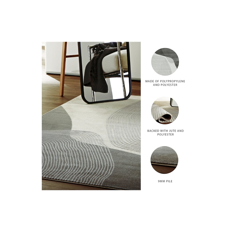 Bowery Hill Modern Polyester and Polypropylene Gray & Ivory 8x10 Rug