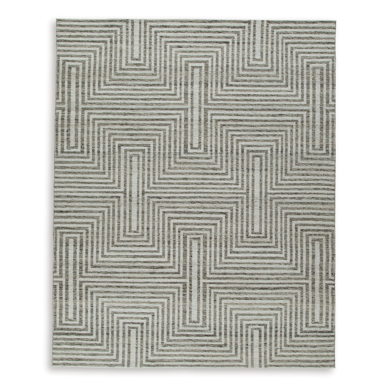 Bowery Hill Contemporary Wool and Cotton Ivory & Gray 8x10 Rug