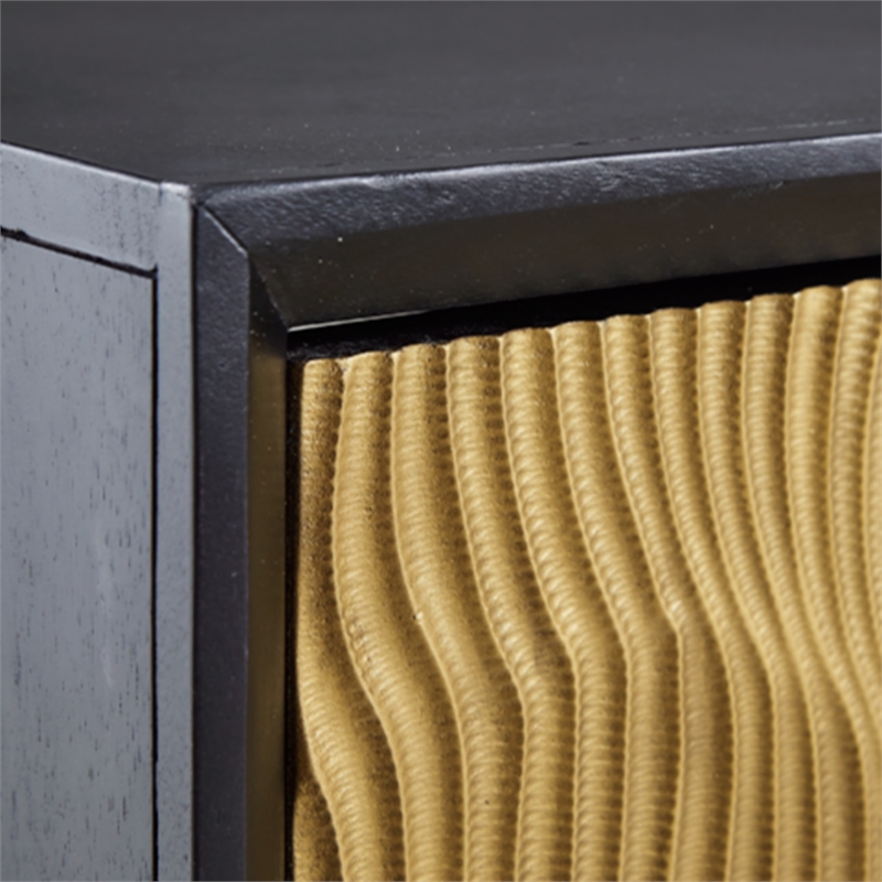 Bowery Hill Wood Black Accent Cabinet Rectangular Goldtone Finish 40