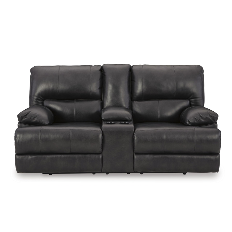 Bowery Hill Contemporary Mountainous Black Power Reclining Loveseat