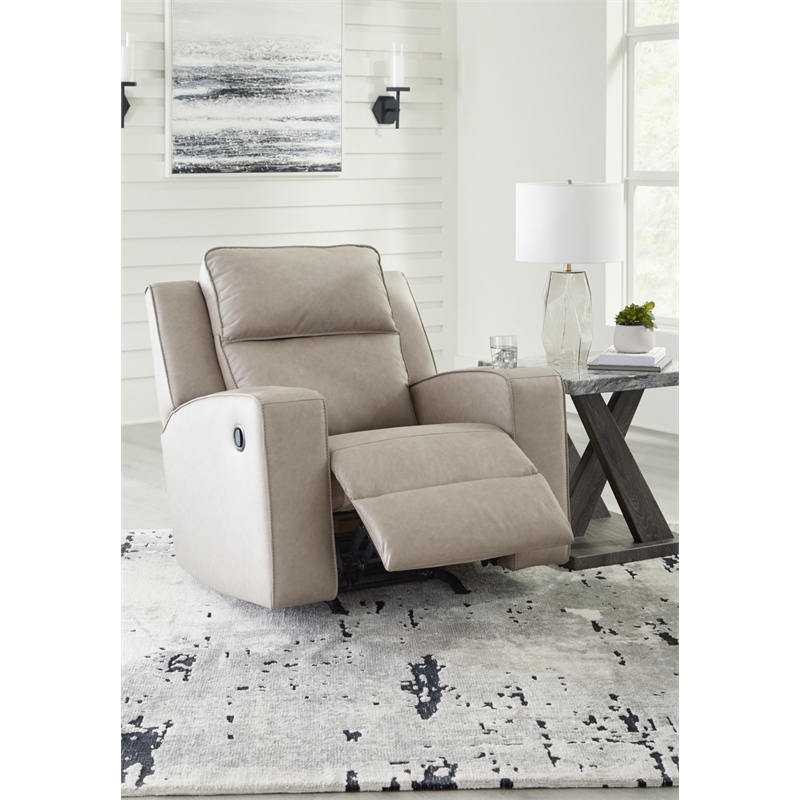 Bowery Hill Faux Leather Contemporary Pull-tab Reclining Motion Pebble Recliner