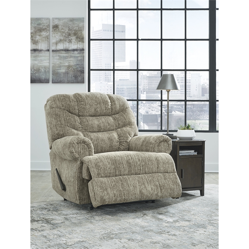 Bowery Hill Polyester Traditional One-pull Reclining Motion Taupe Recliner