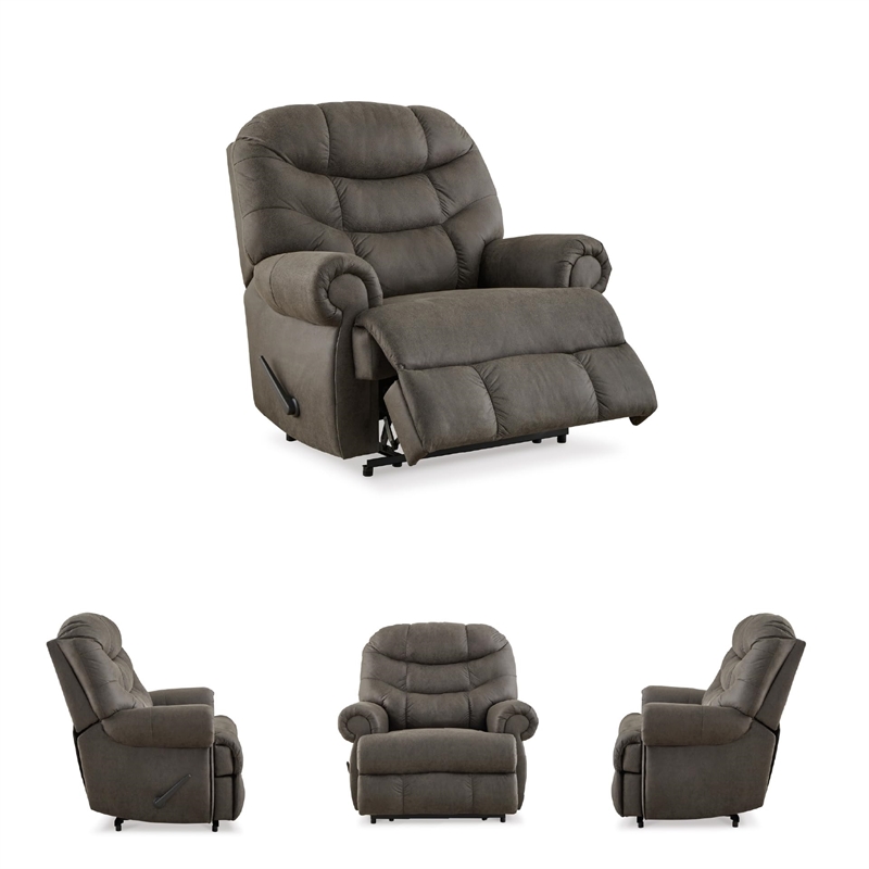 Bowery Hill Faux Leather Traditional One-pull Reclining Motion Gunmetal Recliner