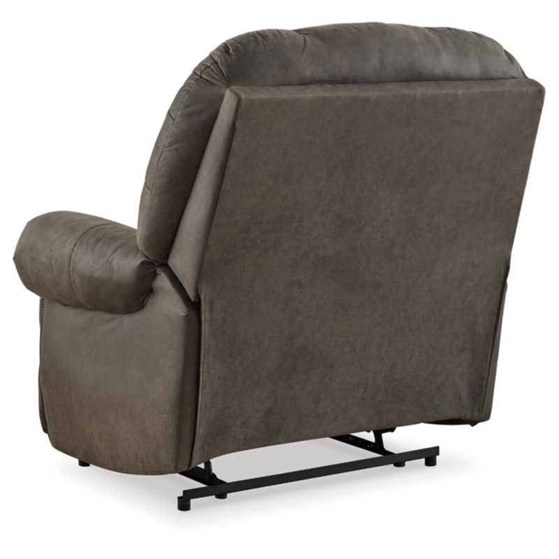 Bowery Hill Faux Leather Traditional One-pull Reclining Motion Gunmetal Recliner