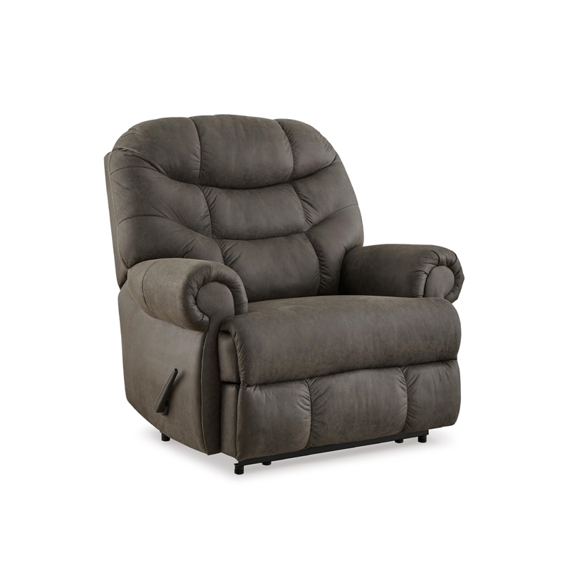 Bowery Hill Faux Leather Traditional One-pull Reclining Motion Gunmetal Recliner