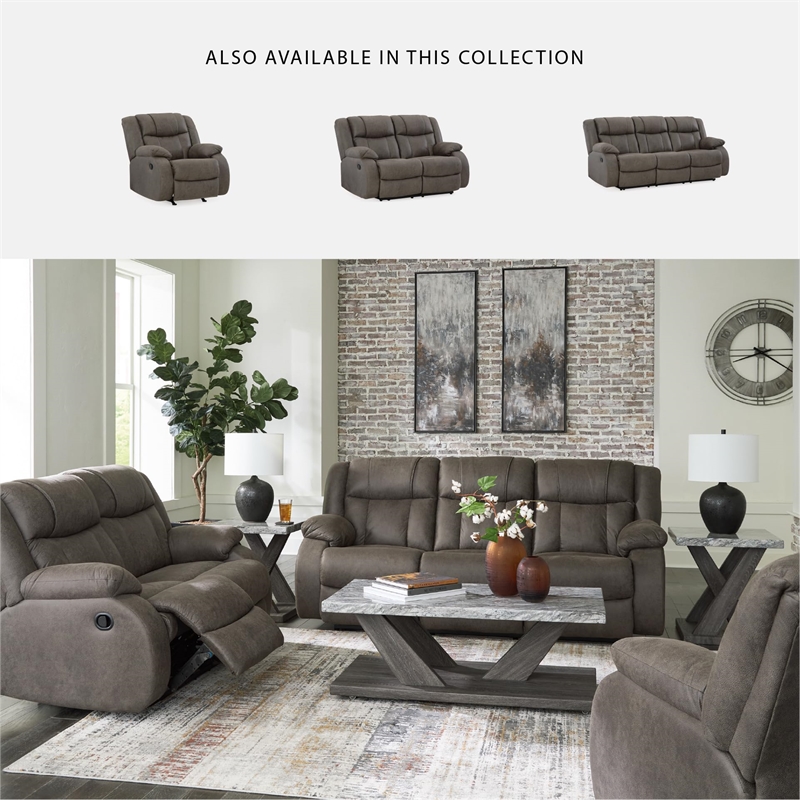 Bowery Hill Faux Leather Pull-tab Reclining Motion Gunmetal Recliner