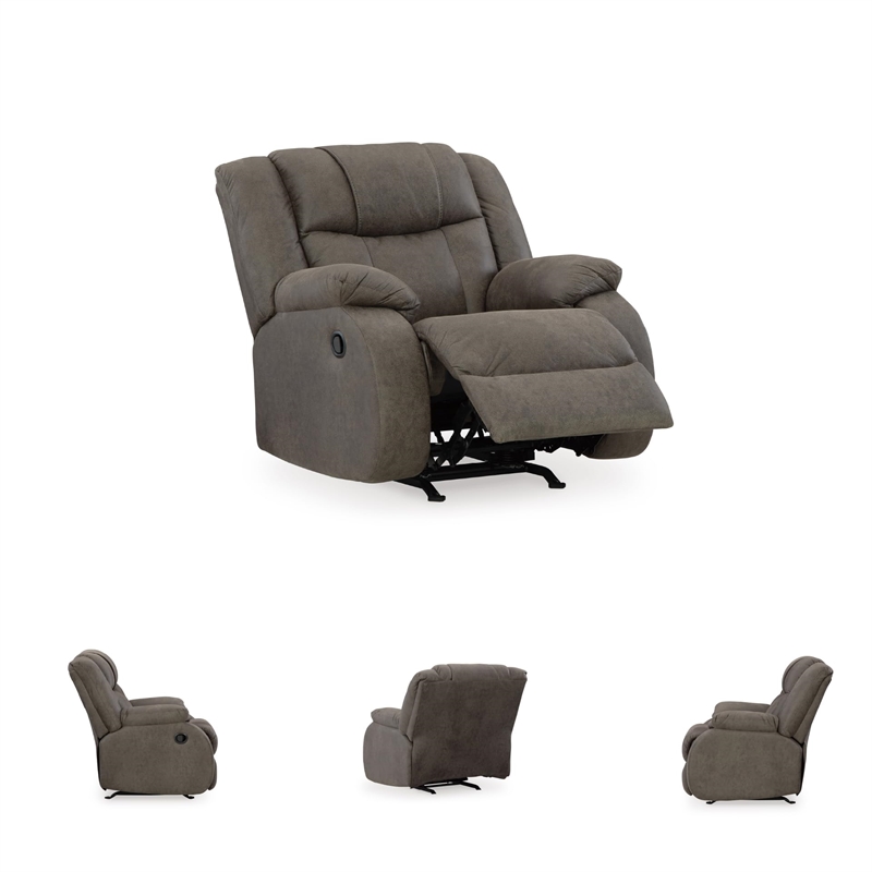 Bowery Hill Faux Leather Pull-tab Reclining Motion Gunmetal Recliner