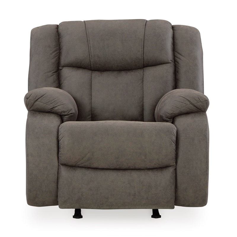 Bowery Hill Faux Leather Pull-tab Reclining Motion Gunmetal Recliner