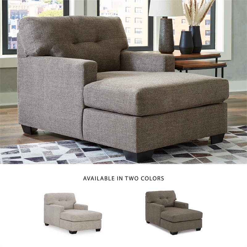 Bowery Hill Contemporary Corner-blocked frame Chocolate Chaise
