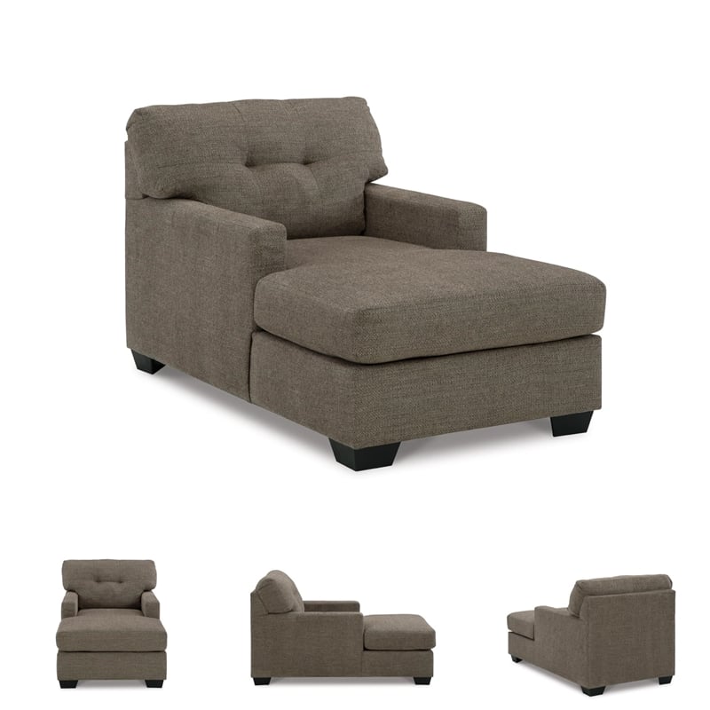 Bowery Hill Contemporary Corner-blocked frame Chocolate Chaise
