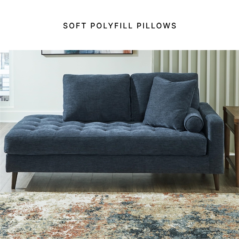 Bowery Hill Polyester Navy Chaise Rectangular Loose Back Cushions 37