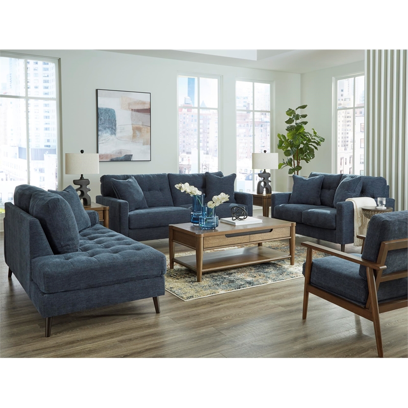 Bowery Hill Polyester Navy Chaise Rectangular Loose Back Cushions 37