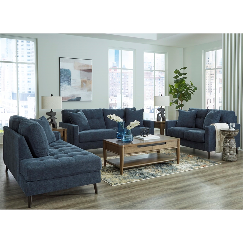 Bowery Hill Polyester Navy Chaise Rectangular Loose Back Cushions 37