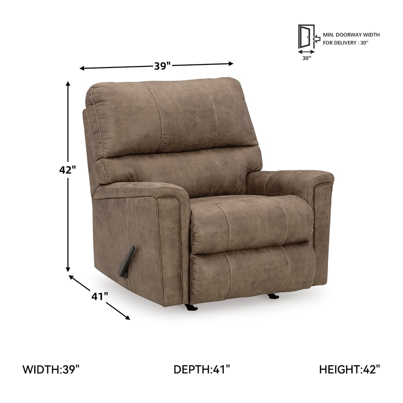 Bowery Hill Faux Leather Contemporary One-pull Reclining Motion Fossil Recliner