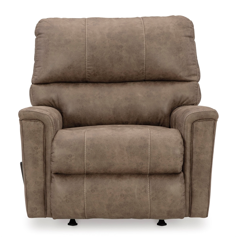 Bowery Hill Faux Leather Contemporary One-pull Reclining Motion Fossil Recliner