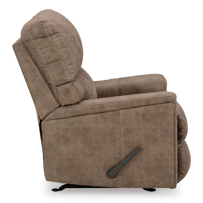 Bowery Hill Faux Leather Contemporary One-pull Reclining Motion Fossil Recliner