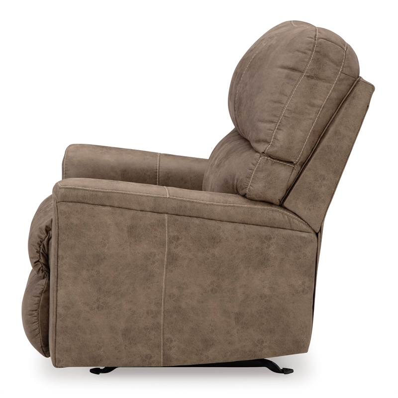 Bowery Hill Faux Leather Contemporary One-pull Reclining Motion Fossil Recliner