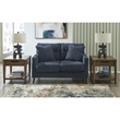 Bowery Hill Polyester Mid-Century Corner-blocked frame Navy Loveseat