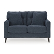 Bowery Hill Polyester Mid-Century Corner-blocked frame Navy Loveseat