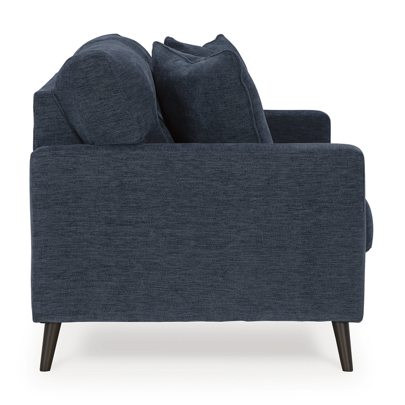 Bowery Hill Polyester Mid-Century Corner-blocked frame Navy Loveseat