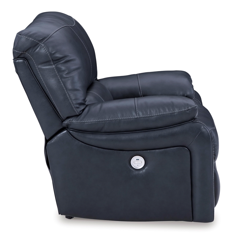 Bowery Hill Leather Contemporary Ocean Finish Power Recliner